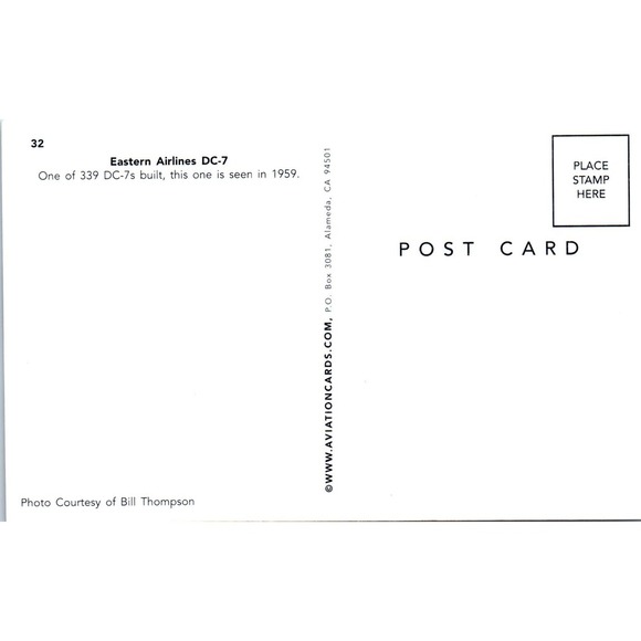 Eastern Airlines DC-7 Vintage Postcard PC19 - Picture 2 of 2